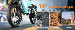 Bodywel T16PRO Folding Electric Bike, 14" Portable E-Bike, City EBike with LED