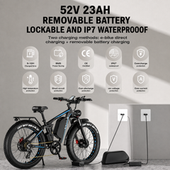 EB7 PRO Electric Fat Bike  Dual Motor  52V 23Ah Battery  26" Fat Tires