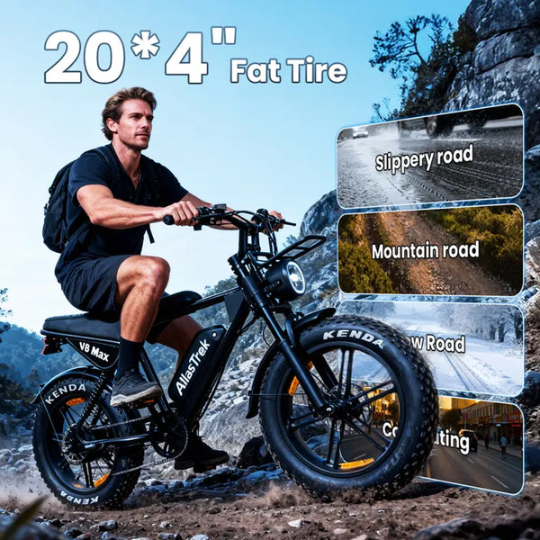 AtlasTrek V8 MAX - Electric Bike - 500W Motor - 48V 15Ah Battery - 45 km/h - 80 km