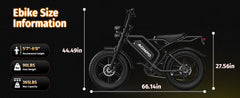 V20-52V20AH Electric Bike for Adults 20" x 4.0, Removable Battery 52V 15/20Ah, 160/190 Km Range, Double Suspension Electric Bicycle, 7 Speed Ebike