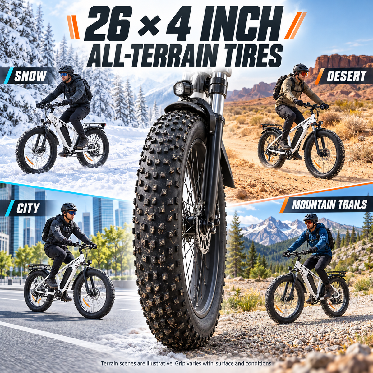 EB26 Fat-Tire-E-Bike für Erwachsene, 48 V, 15 Ah, 750 W