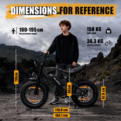 V202 All-Terrain E-Bike – 80 km Range, 25 km/h, Dual Suspension, Removable Throttle