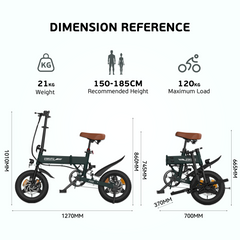 F200 Folding E-Bike  50 km Range  250W  Lightweight City Commuter